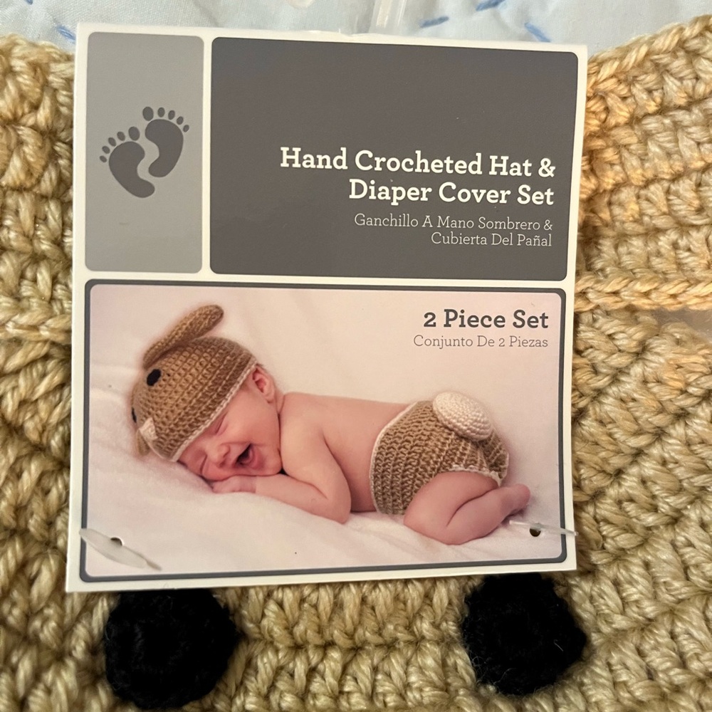 Hand Crocheted Hat & Diaper Cover Set